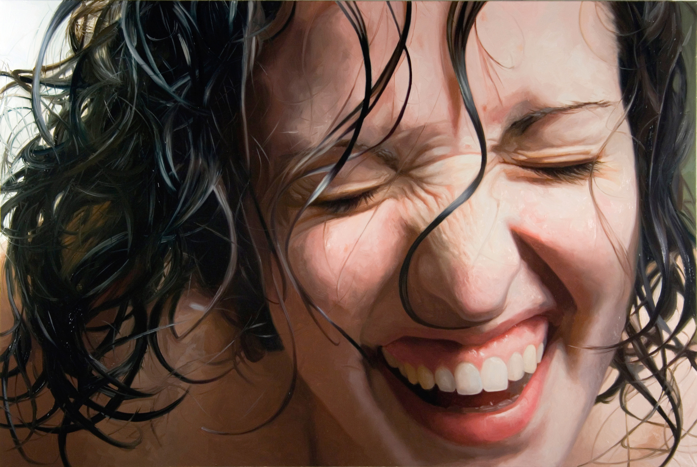 Алисса Монкс (Alyssa Monks). Современная живопись. Laughing Girl, 2009. Девушка смеется