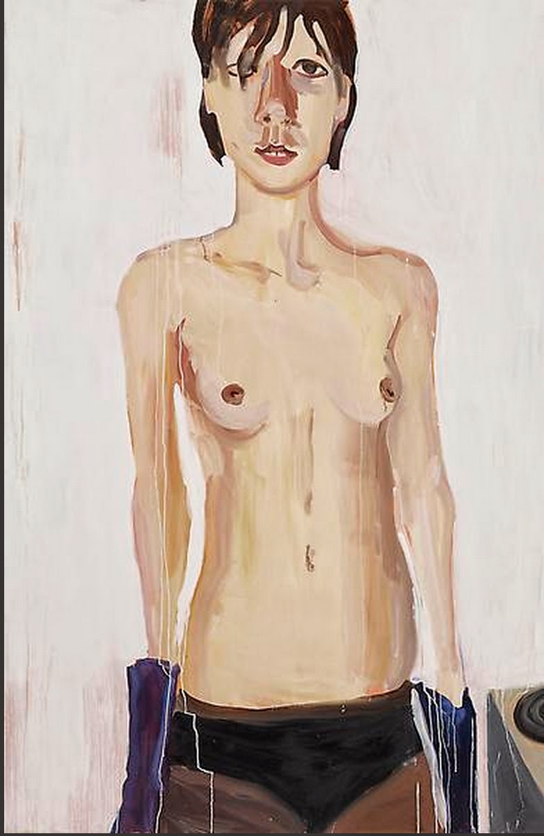 Topless in Purple Gloves, 2009. Шанталь Джофф (иногда Шанталь Жоффе, англ. Chantal Joffe) - британская художница. Современная живопись. Contemporary art, paintings