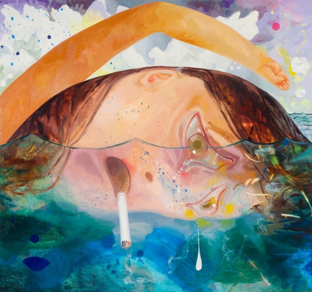 Swimming, Smoking, Crying, 2009. Дана Шутц (Dana Schutz) - современная американская художница. Современная живопись Америки