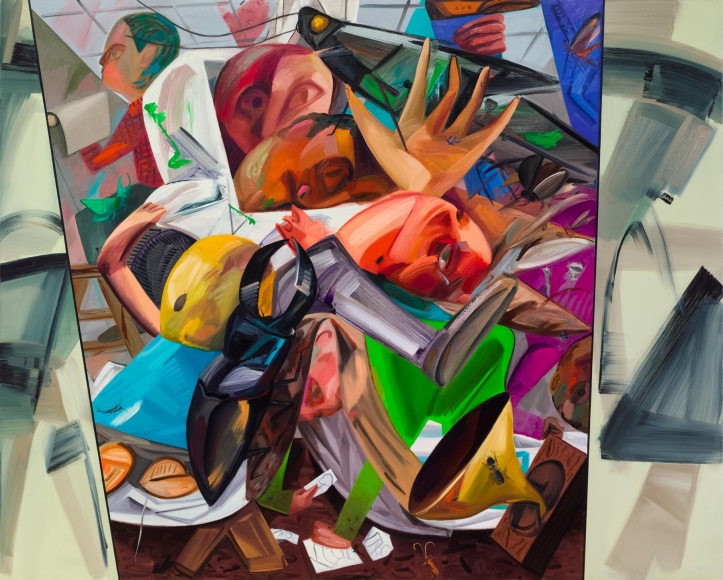 Elevator (Лифт), 2017. Дана Шутц (Dana Schutz) - современная американская художница. Современная живопись Америки. Лифт в искусстве, лифт карикатура