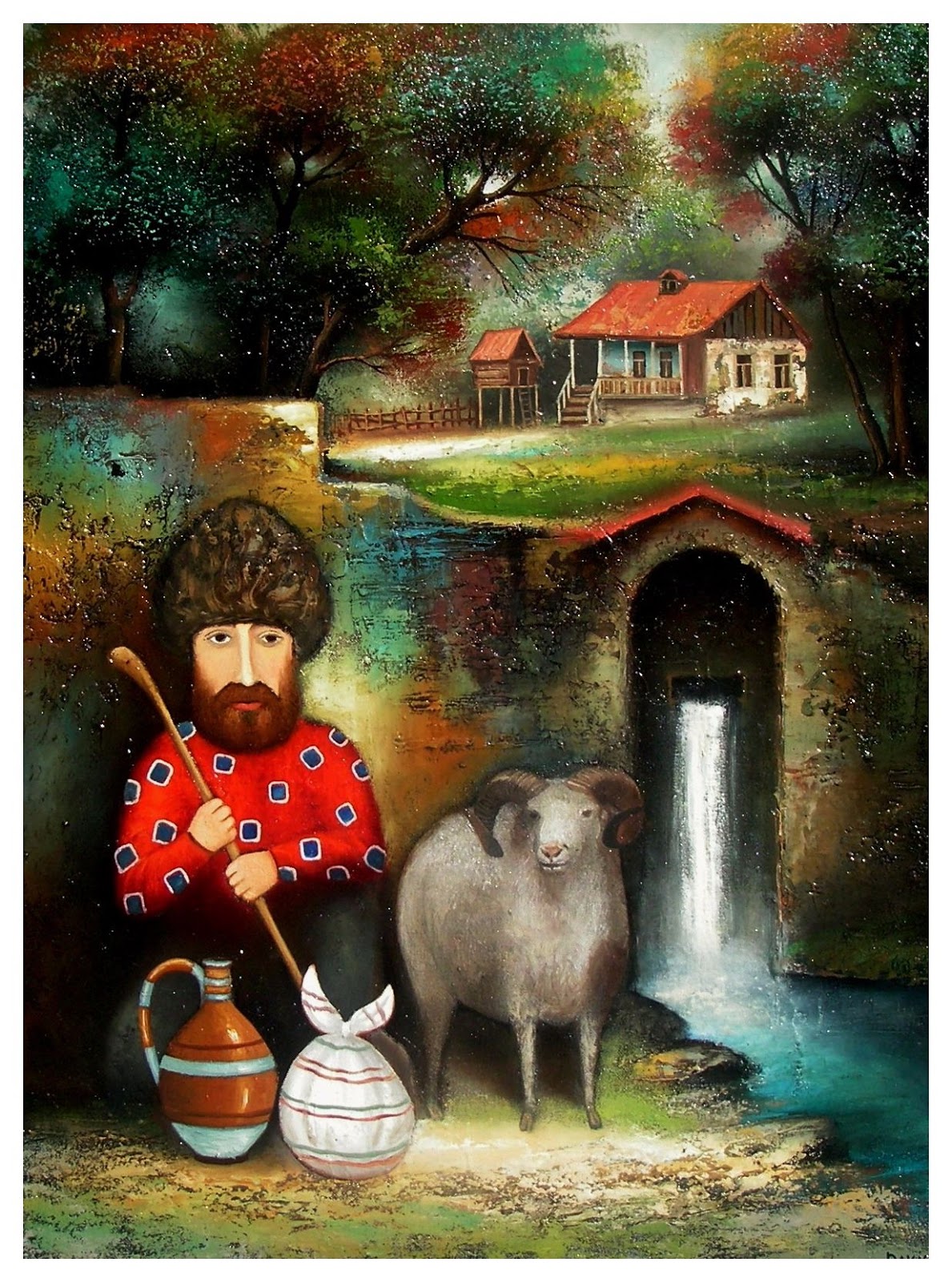 Пастух, 2012. Давид Мартиашвили (David Martiashvili) - современный грузинский художник. Современная живопись. Грузия, картины