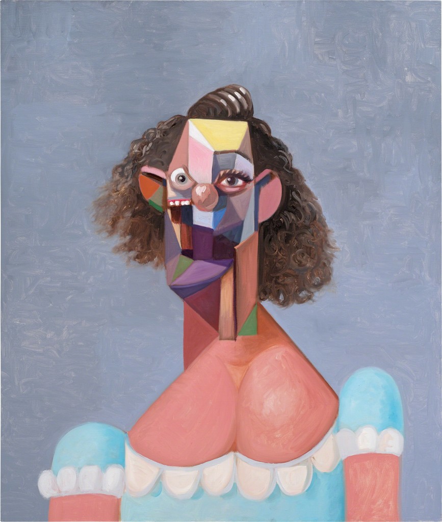 Young Girl with Blue Dress, 2007. Джордж Кондо (George Condo) - современный американский художник. Искусственный реализм