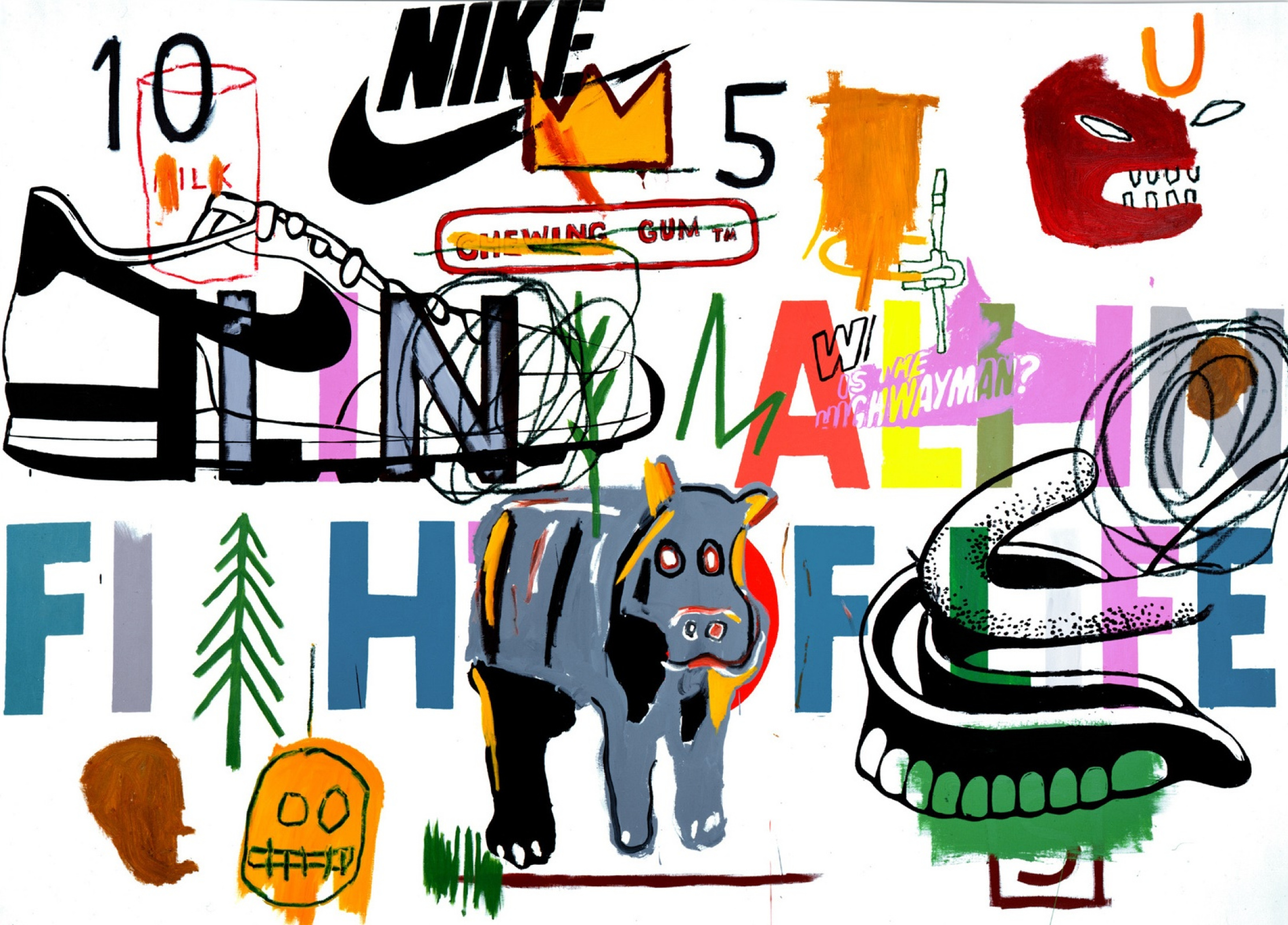 Sick of Ali struggling for life (Больной Али борется за жизнь), 1984. Жан-Мишель Баския (Jean-Michel Basquiat) - американский художник. Неоэкспрессионизм
