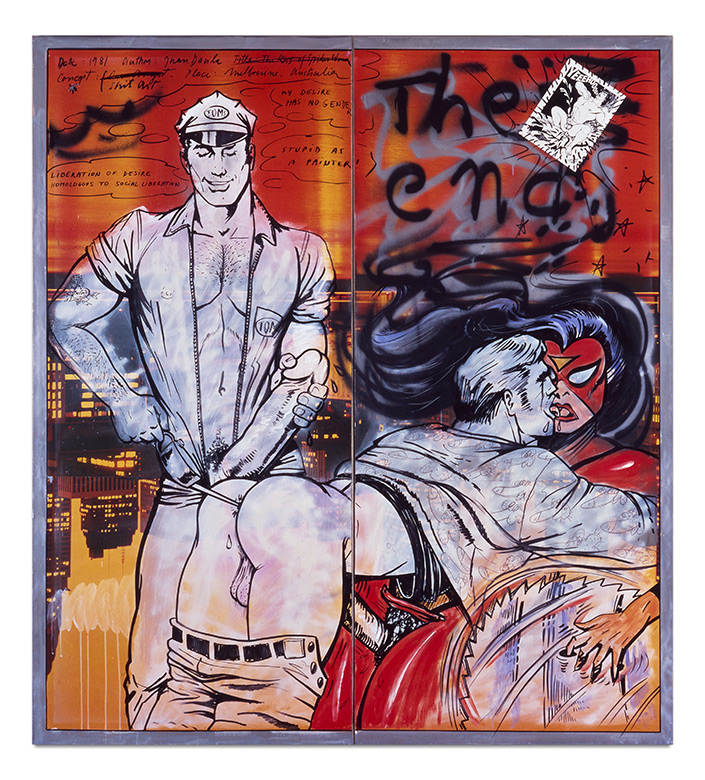 Глуп как художник - Stupid as a painter (фрагмент), 1982. Хуан Давила (Juan Davila) - современный чилийский, австралийский художник. Современное искусство Чили, искусство Австралии