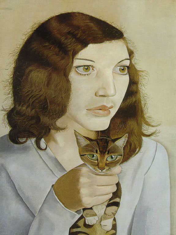 Люсьен Фрейд. Современное искусство. Девушка с кошкой, 1947
