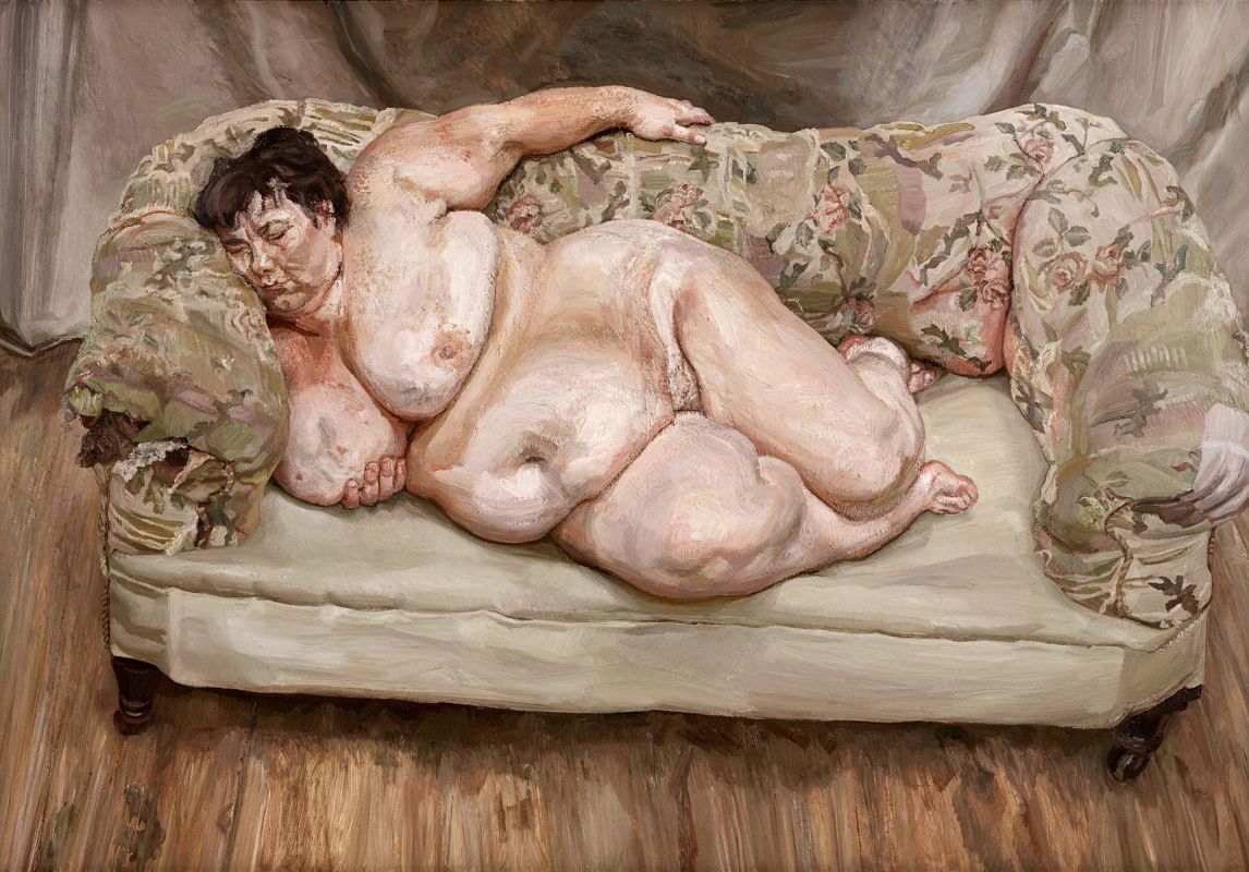 Люсьен Фрейд. Современное искусство. Современная живопись. Спящая. Социальный работник спит, 1995