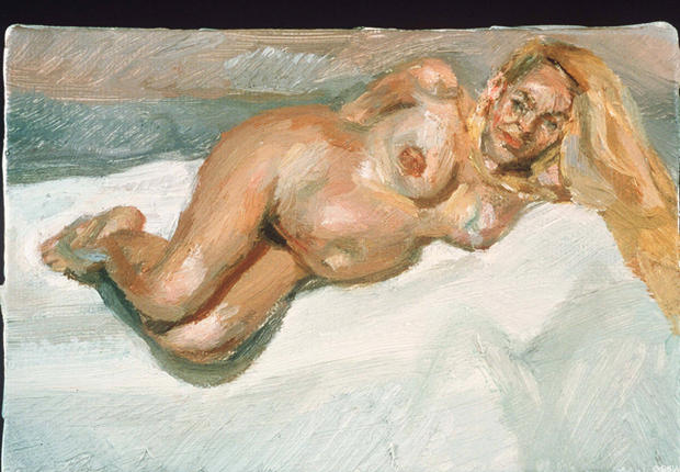 Люсьен Фрейд. Современное искусство. Современная живопись. Беременная. Джерри Холл на восьмом месяце беременности