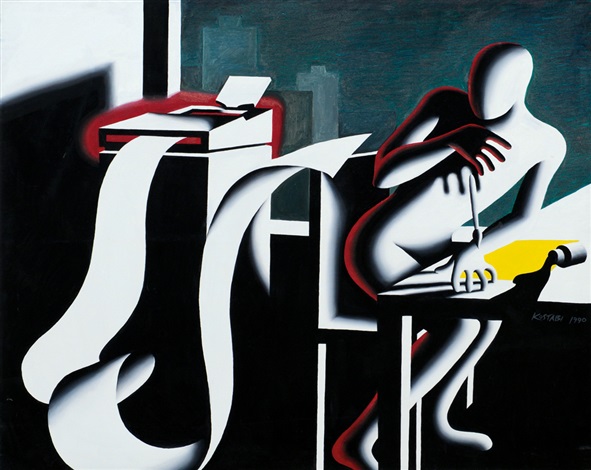 Fax attack (Факс атакует), 1990. Марк Костаби (Mark Kostabi) - современный художник. Современная живопись