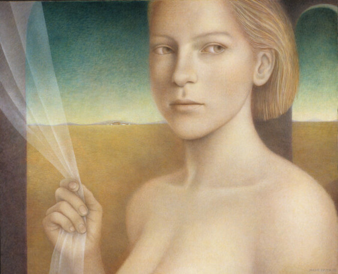 Di Chiricos girl, 2008. Мавис Смит (Mavis Smith) - современная художница. Живопись яичной темперой. Яичная темпера