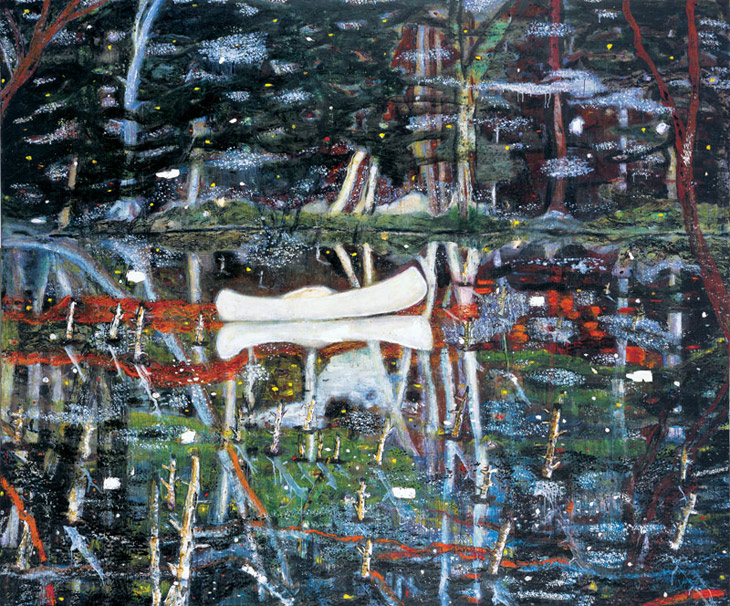 White Canoe, 1990-91. Питер Дойг (Peter Doig) - современный шотландский художник, Номинант премии Тернера 1994. Современная живопись. Contemporary art, paintings