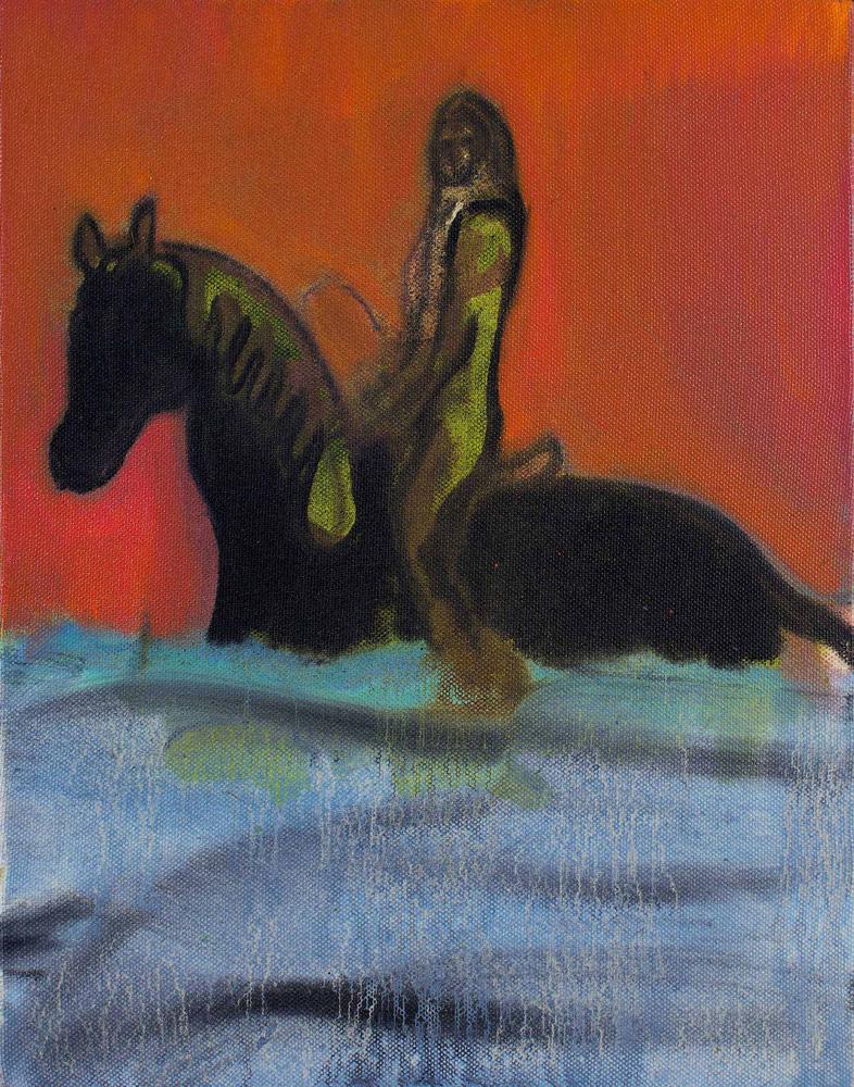 Riding in Water (Red), 2012. Питер Дойг (Peter Doig) - современный шотландский художник, Номинант премии Тернера 1994. Современная живопись. Contemporary art, paintings